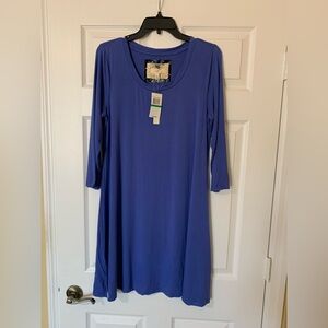 Cupio Royal Blue Long Sleeve‎ Breakwater Dress Size Large Casual Chic Minimalist